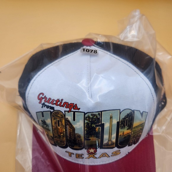 Houston Texas Hat Cap‎ Snap Back One Size Red White Black Trucker Greetings Mens - Picture 10 of 10